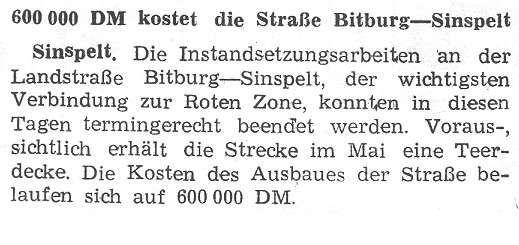 600 000 DM kostet die Straße Bitburg-Sinspelt