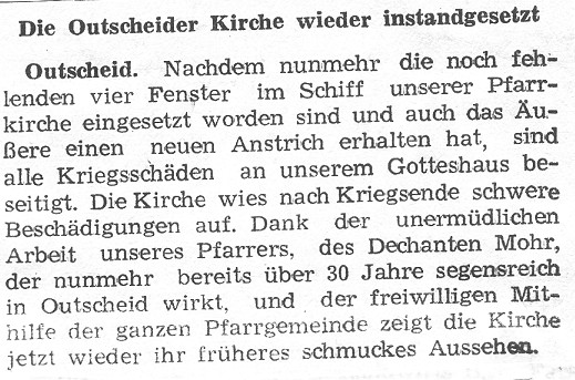 Die Outscheider Kirehe wieder instandgesetzt